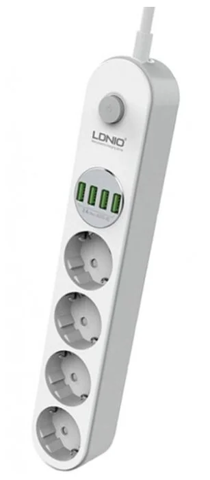Сетевой фильтр Ldnio SE4432 Евро 4 2500W, 4 USB 5v/3.4a 2м