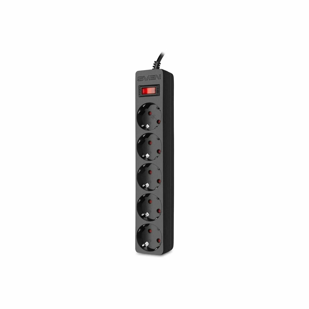 Сетевой фильтр с настенным креплением SVEN SF-05E 5,0 м (5 розеток с защитными шторками) черный
