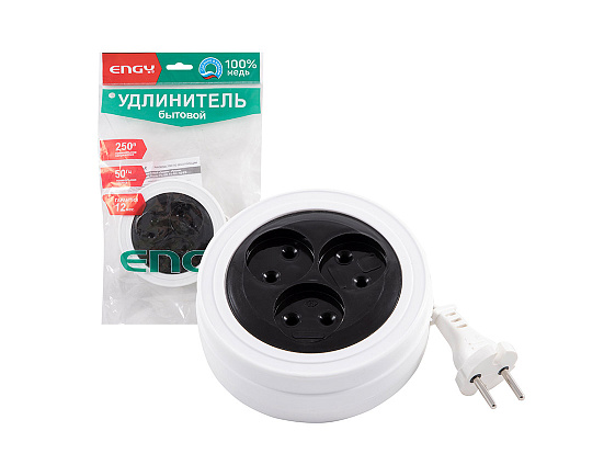 СКР Удлинитель ENGY "Рулетка", 5м/3роз (ШВВП 2х0,75)
