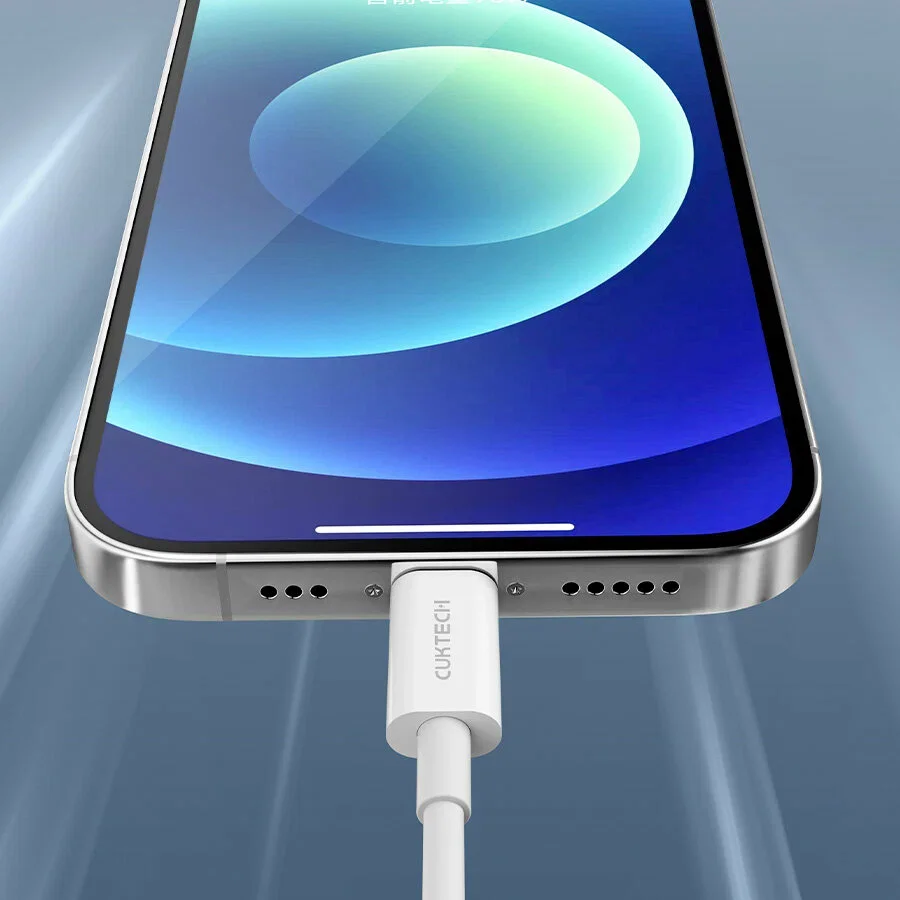Кабель для цифровой техники и смартфонов Cuktech Type-C/Lightning, 100 см, MFI, 24 A, 20 Вт, PD, оплетка TPE (KLC-5497) белый