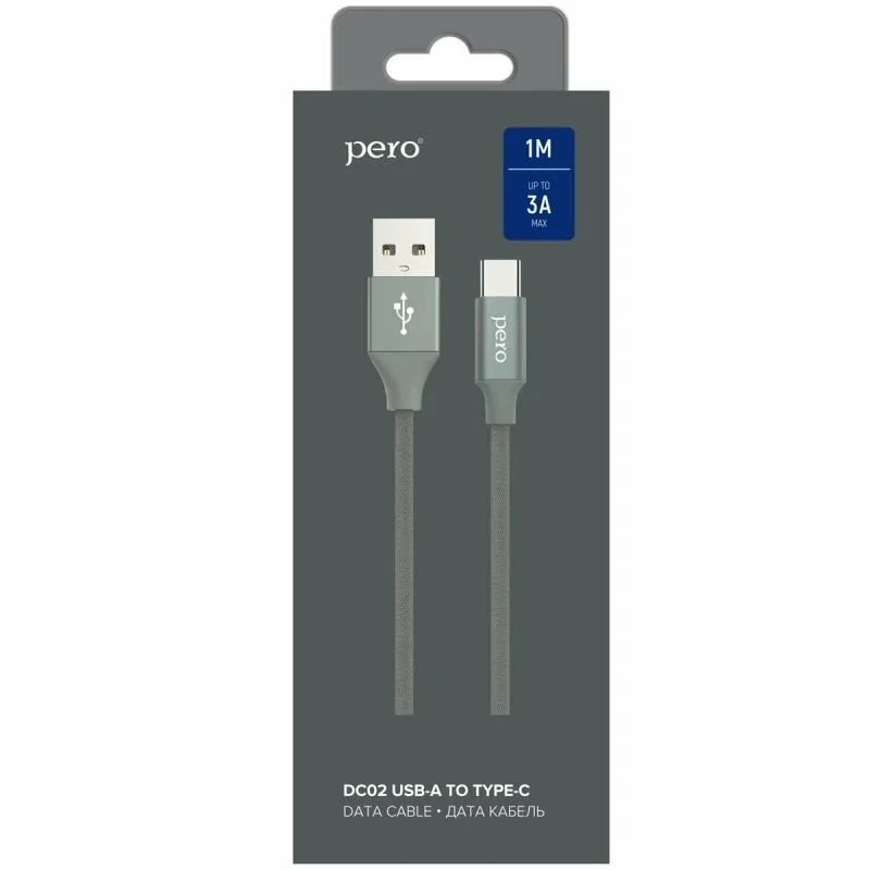 Кабель для цифровой техники и смартфонов Pero DC-02 Type-C 2А 1 м серый