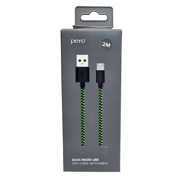 Кабель для цифровой техники и смартфонов Pero DC-04 micro-USB 2А 2м Green-black