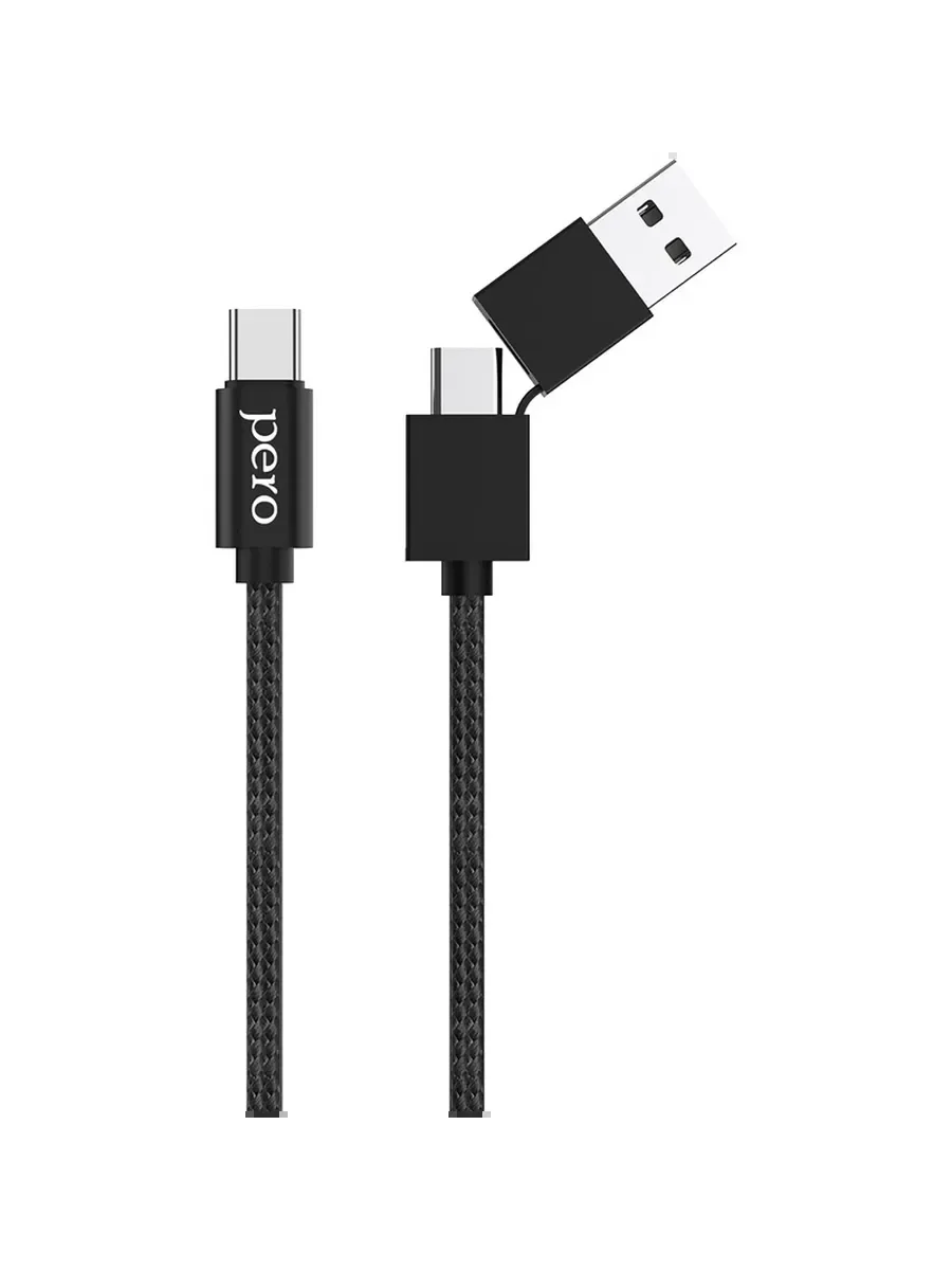 Кабель для цифровой техники и смартфонов Pero DC-07 UNIVERSAL 2 in 1 USB-A + PD to Lightning 1m Black