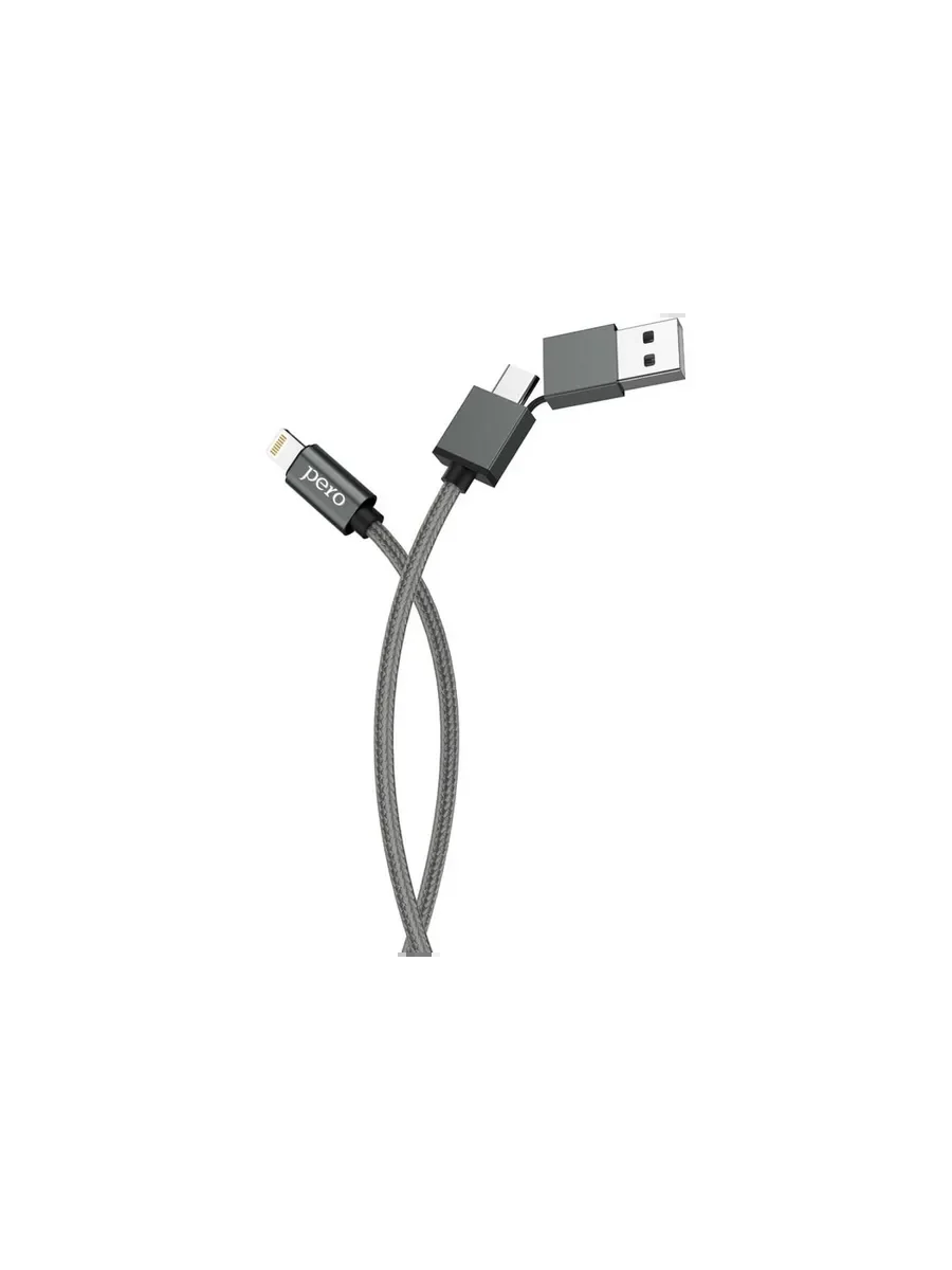 Кабель для цифровой техники и смартфонов Pero DC-07 UNIVERSAL 2 in 1 USB-A + PD to Type-C 1m Silver