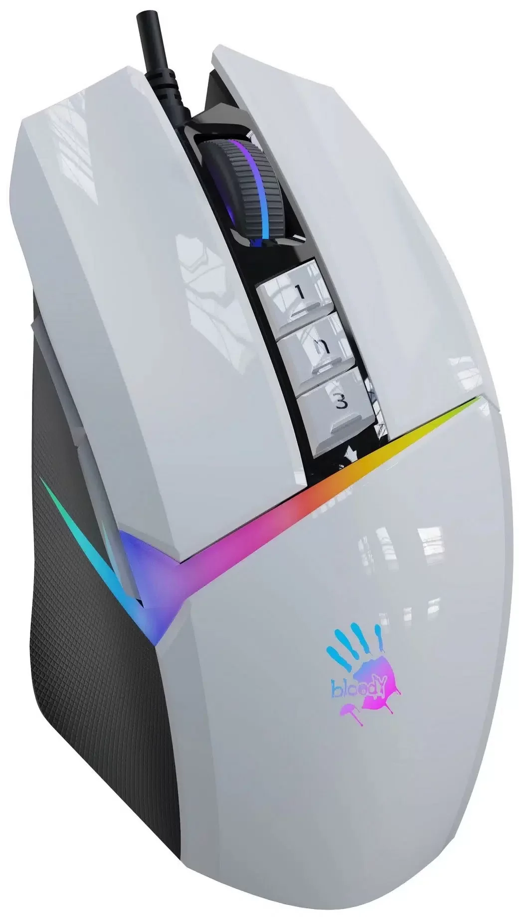 Мышь проводная A4Tech Bloody W60 Max белый, 10000 dpi, USB, кнопки - 10