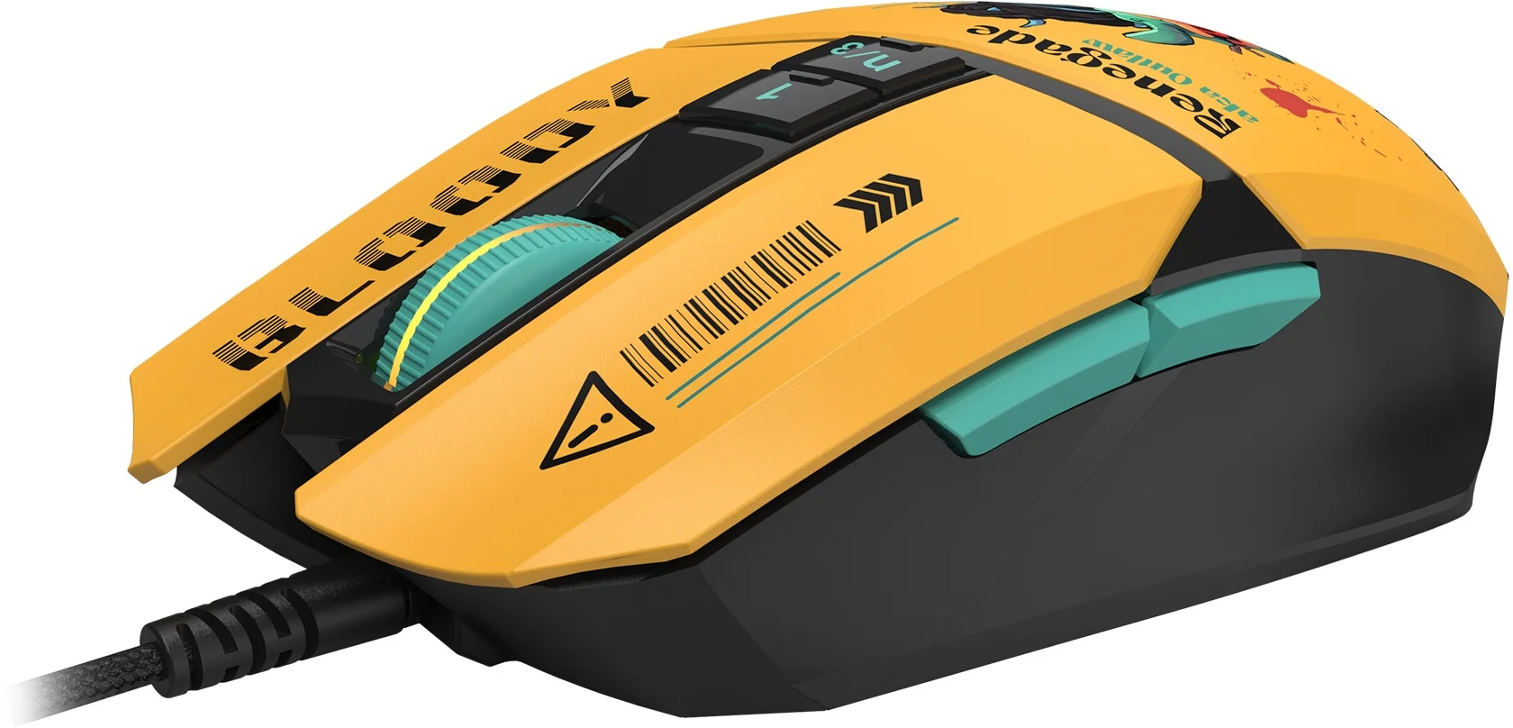 Мышь проводная A4Tech Bloody W63 Max Renegade желтый, 12000 dpi, USB, кнопки - 7