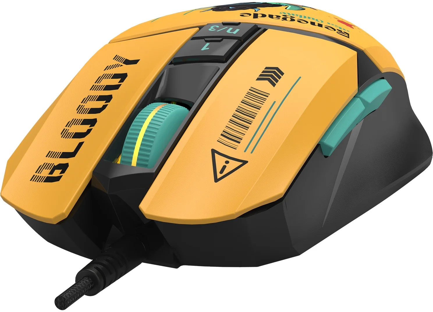 Мышь проводная A4Tech Bloody W63 Max Renegade желтый, 12000 dpi, USB, кнопки - 7