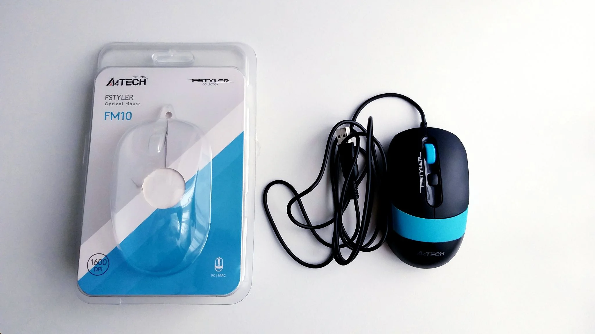 Мышь проводная A4Tech Fstyler FM10 черный/синий, 1600 dpi, USB, кнопки - 4