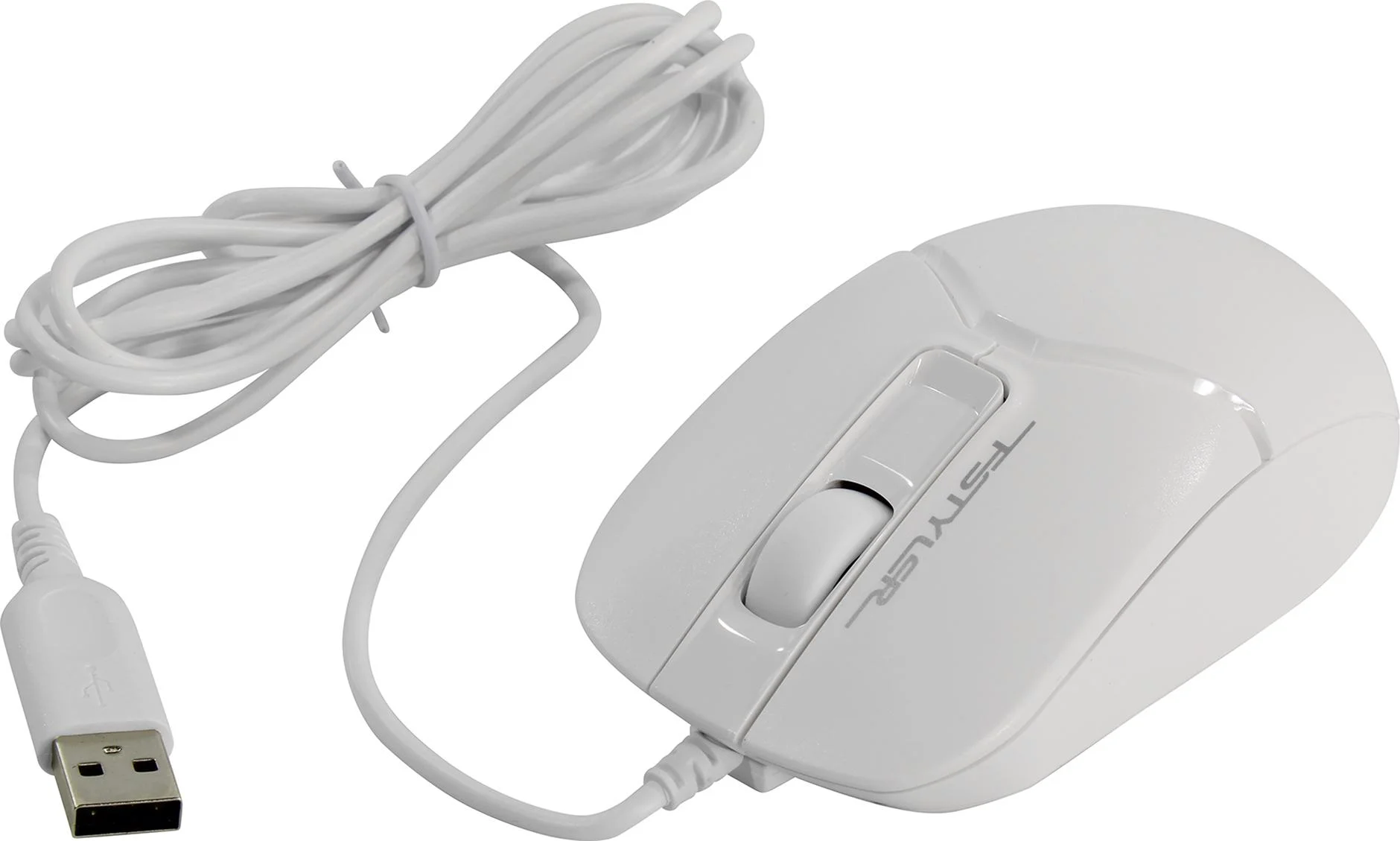 Мышь проводная A4Tech Fstyler FM12S белый/черный, 1200 dpi, USB, кнопки - 3