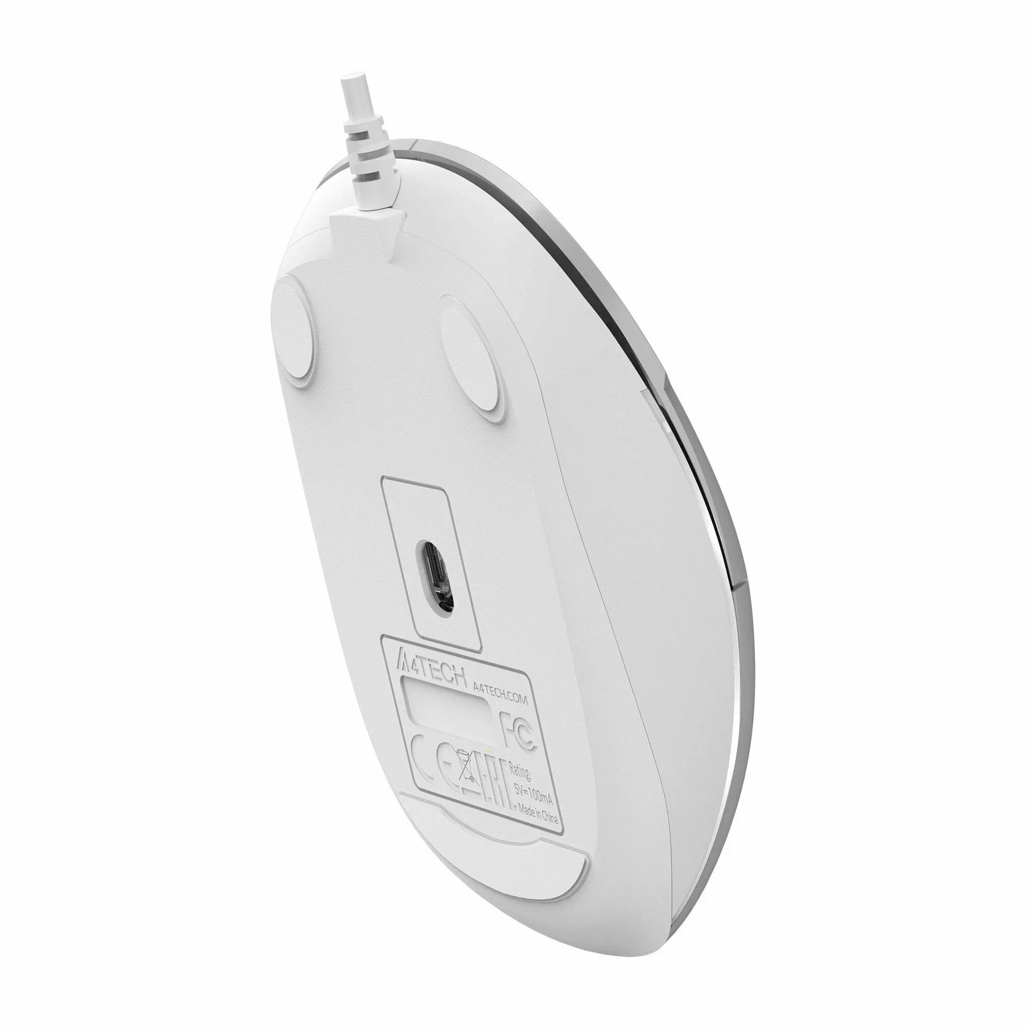 Мышь проводная A4Tech Fstyler FM26 серебристый/белый, 1600 dpi, USB, кнопки - 4