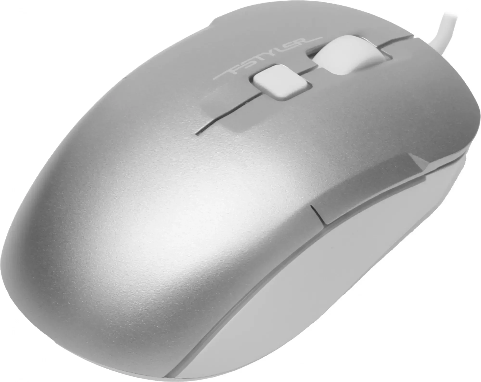 Мышь проводная A4Tech Fstyler FM26S серебристый/белый, 1600 dpi, USB, кнопки - 4
