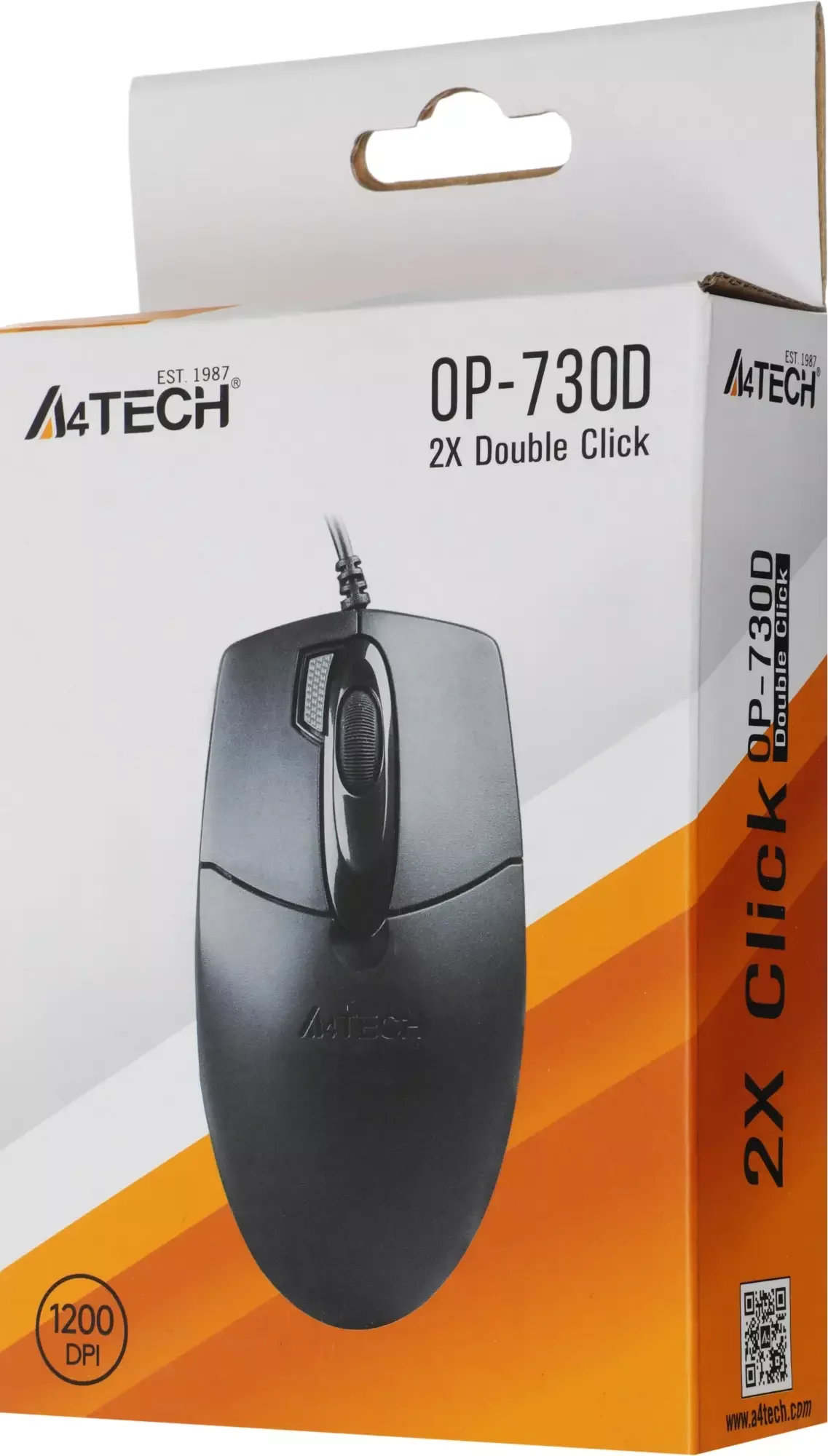 Мышь проводная A4Tech OP-720S черный, 1200 dpi, USB, кнопки - 3