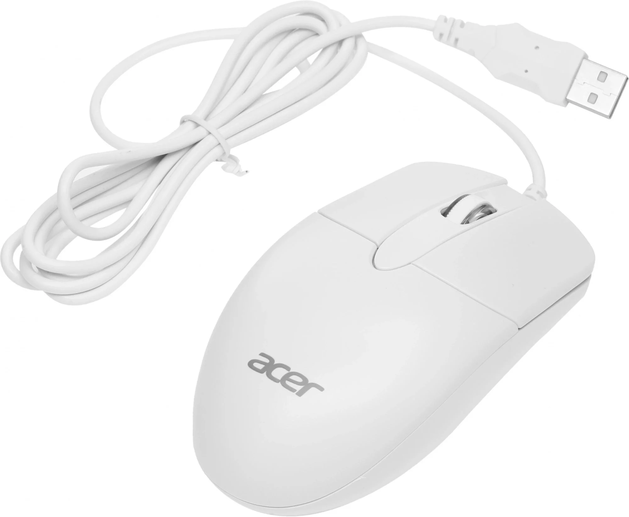 Мышь проводная Acer OMW300 белый, 1200 dpi, USB, кнопки - 3