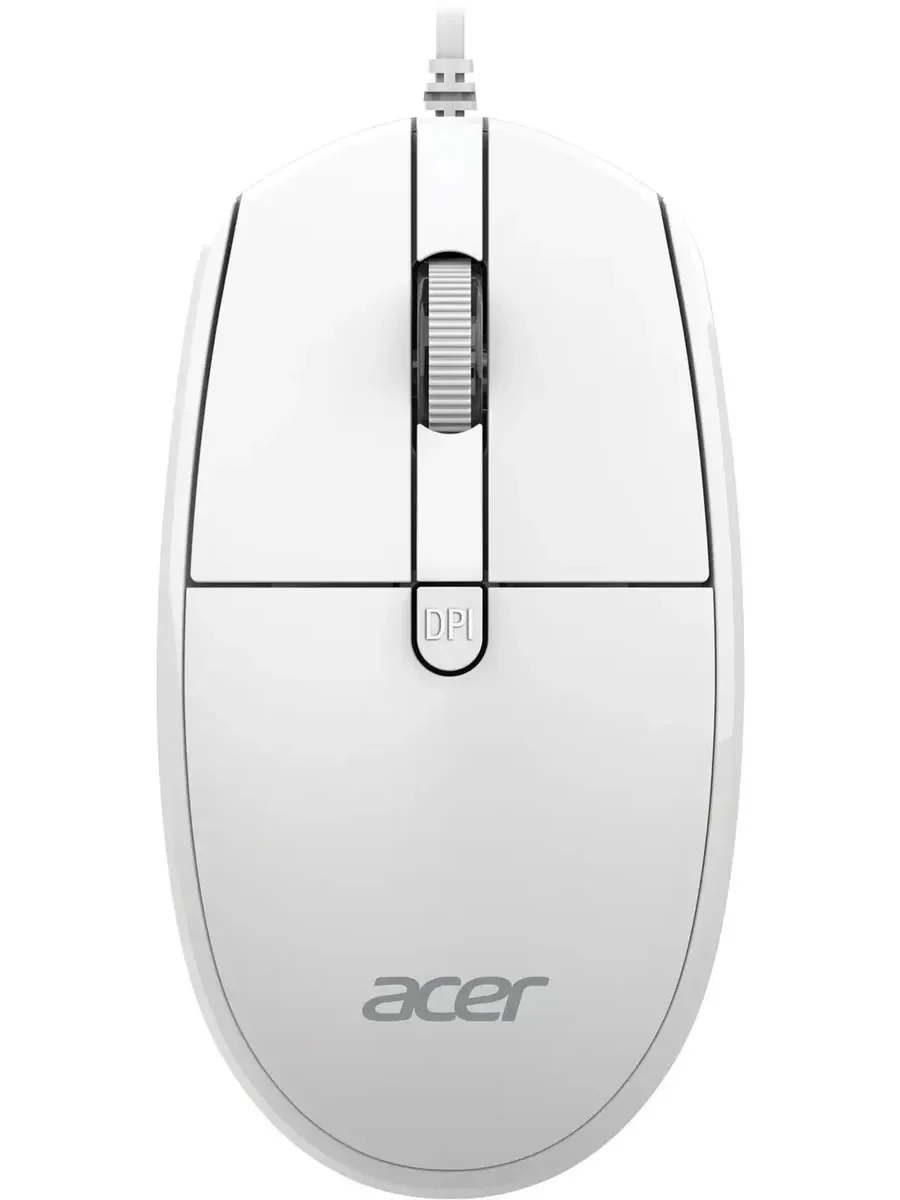 Мышь проводная Acer OMW401 белый, 2000 dpi, USB, кнопки - 4