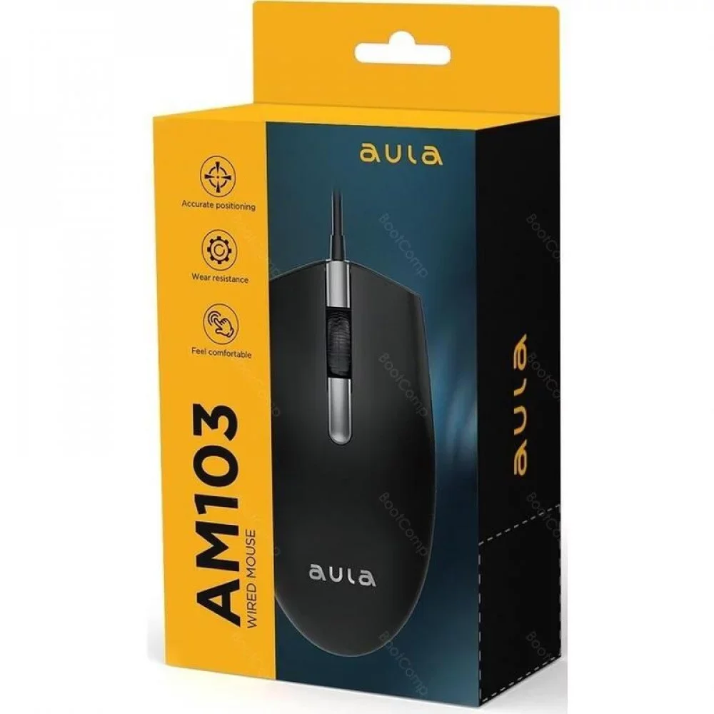 Мышь проводная AULA AM103 черный, 1000 dpi, USB, кнопки - 3