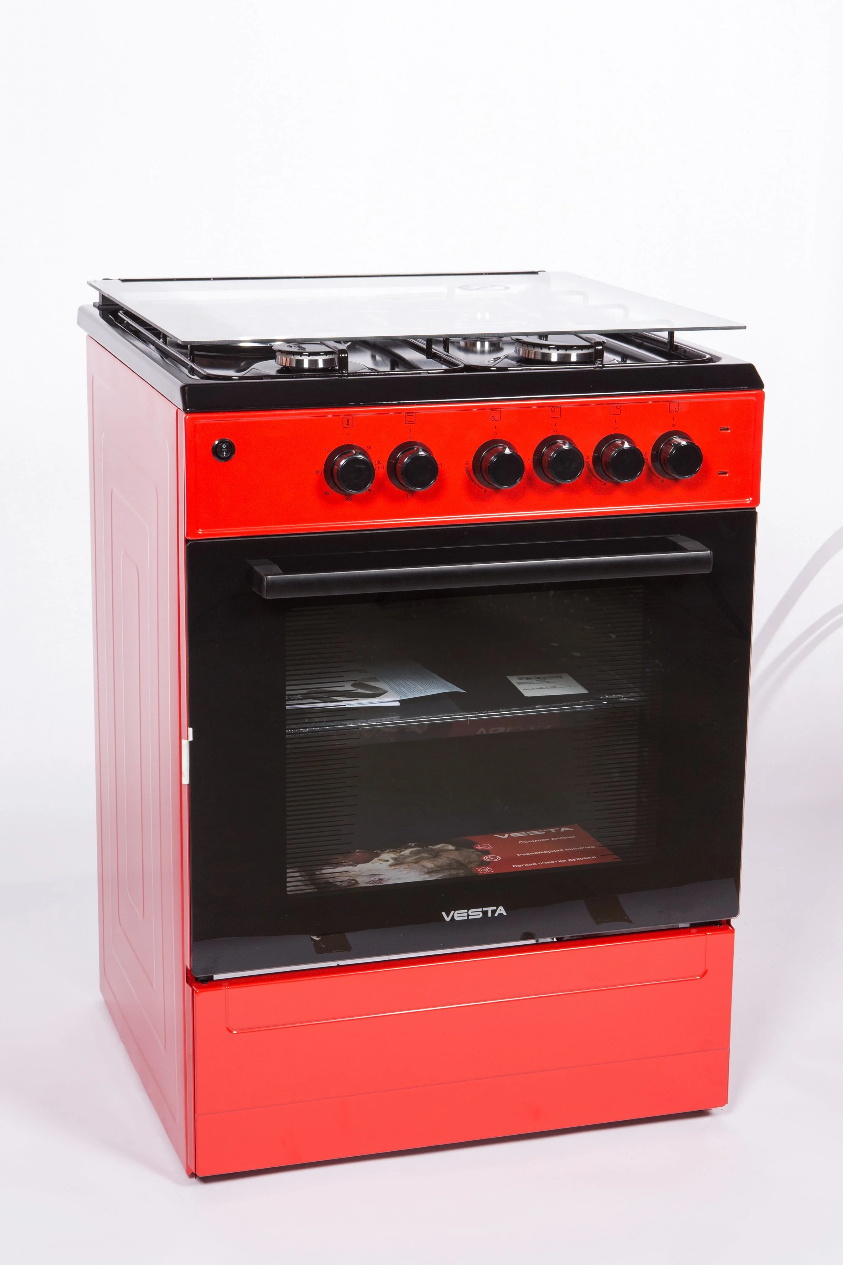 Плита комбинированная VESTA Valencia VKE 50 10-E Красный Ex 3 газ 1 эл.конф. эл.духовка