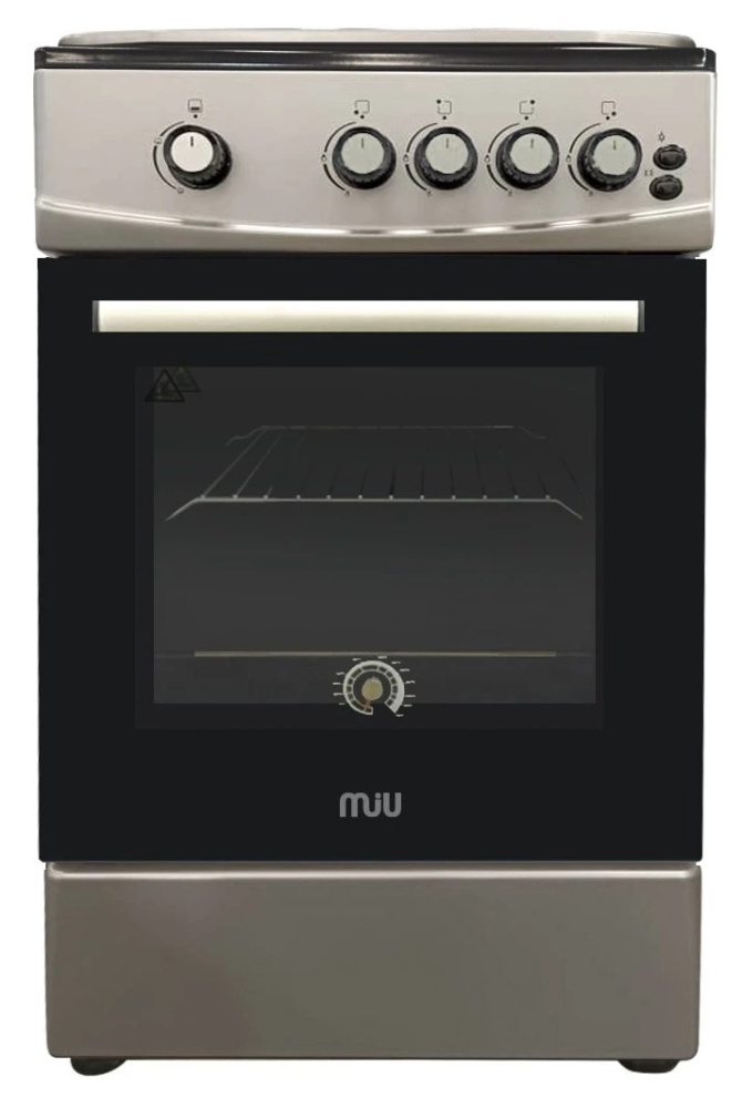 Плита газовая MIU UNO 62S серая, 60х86х63 см, 4 газ конф.газ духовка, ГК духов 65л, стальные решетки — фото 1