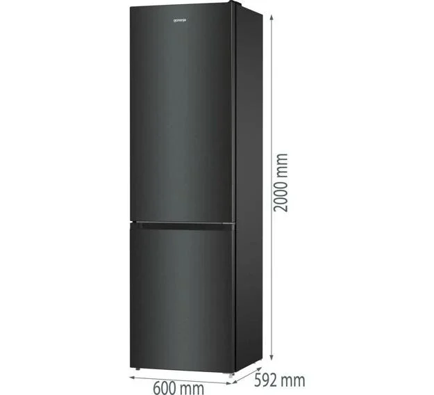Холодильник Gorenje NRK6202EBXL4 черный матовый двухкамерный 235/96л морозилка снизу, No Frost
