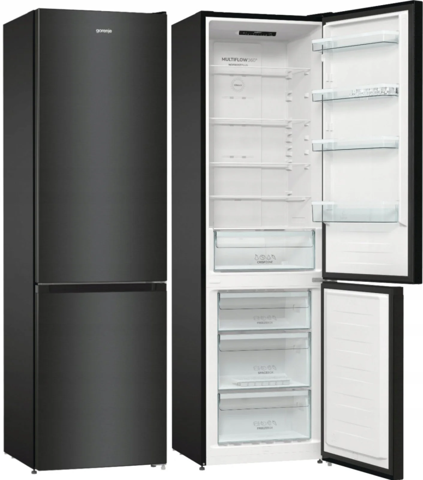 Холодильник Gorenje NRK6202EBXL4 черный матовый двухкамерный 235/96л морозилка снизу, No Frost