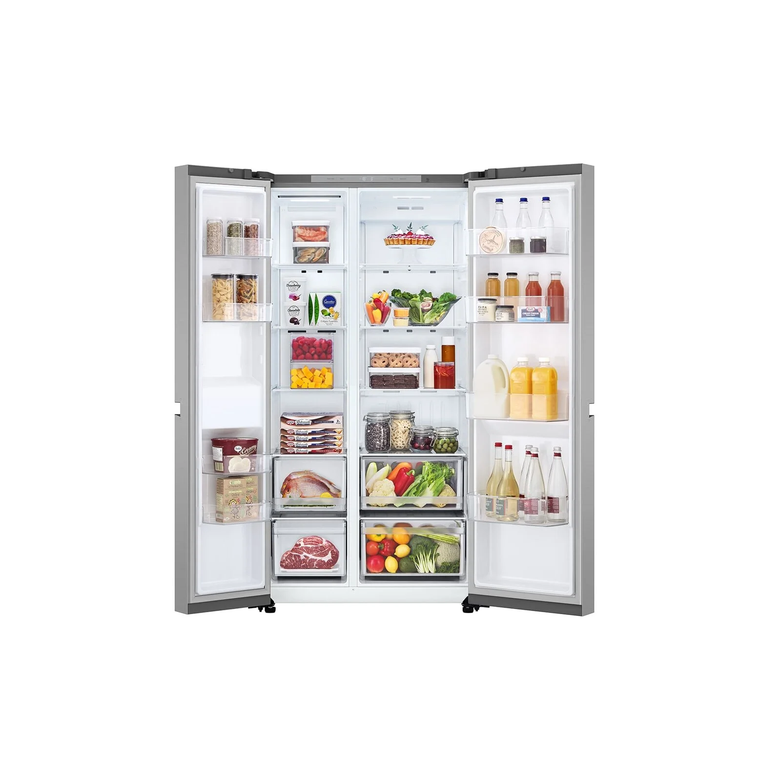 Холодильник LG GC-B257KMHW серебристый двухкамерный 422/206 л., морозилка сбоку, No Frost, Side by Side