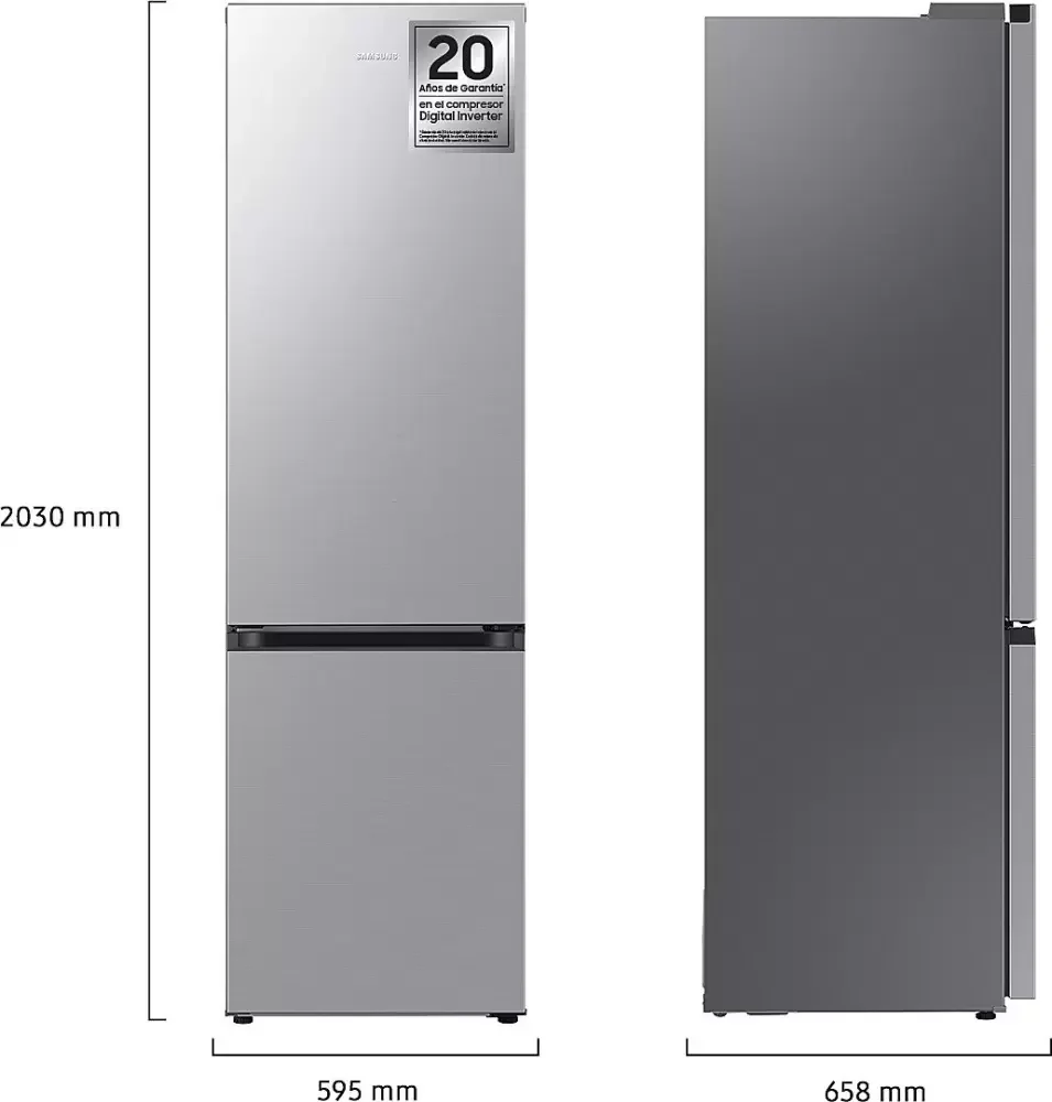 Холодильник Samsung RB38C600DSA/EF серебристый двухкамерный 276/114л морозилка снизу, No Frost