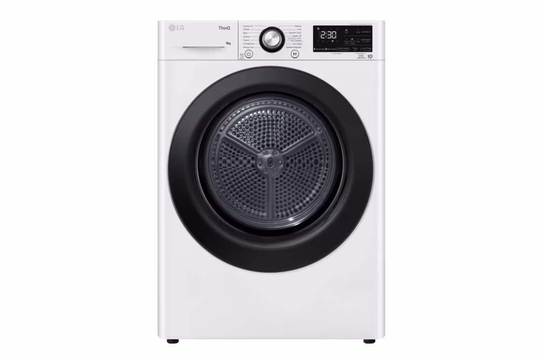 Сушильная машина LG DC90V3V6W белый, 9 кг, сушка - тепловой насос, программ - 14, 60 x 85 x 66 см