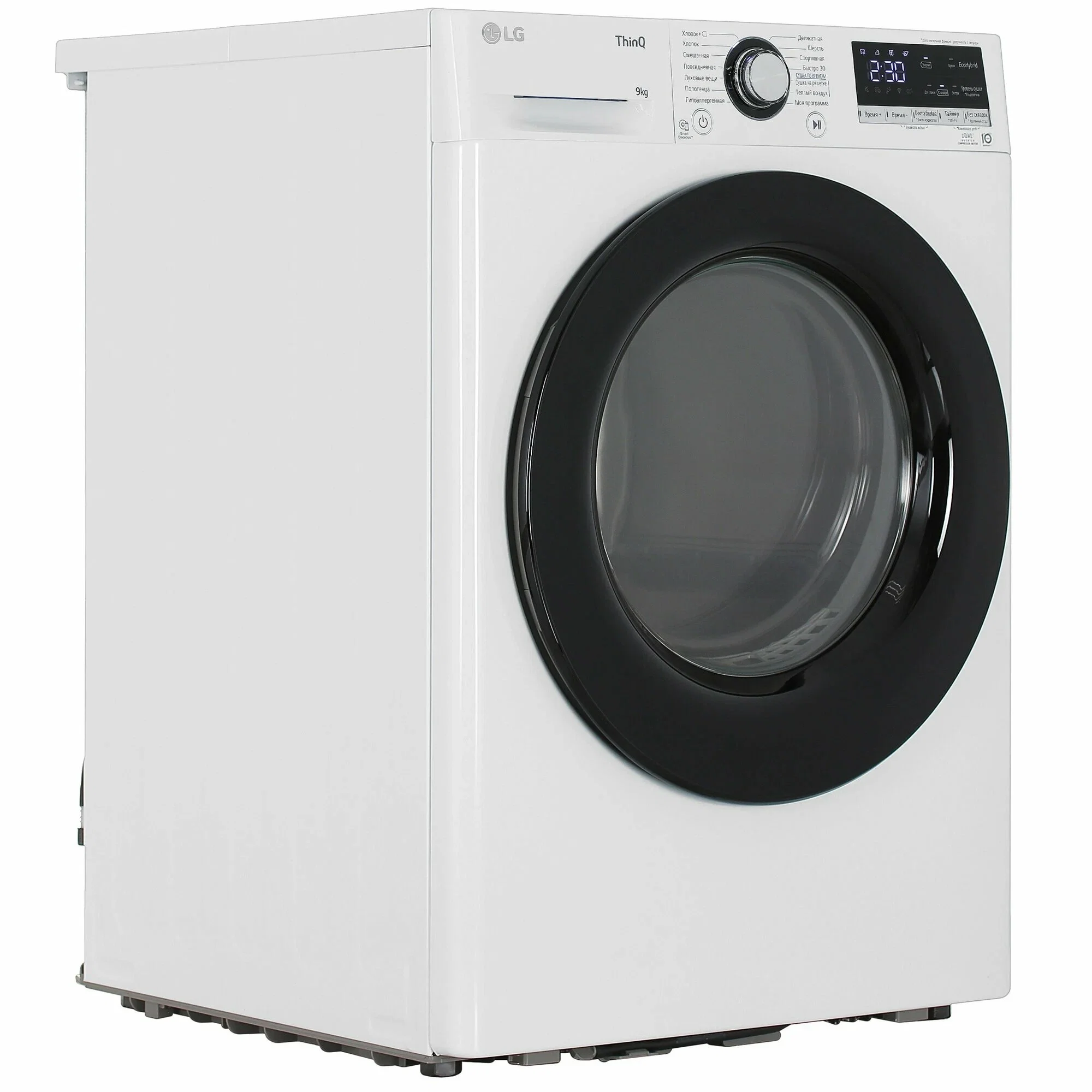 Сушильная машина LG DC90V3V6W белый, 9 кг, сушка - тепловой насос, программ - 14, 60 x 85 x 66 см