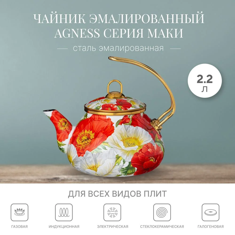 ЧАЙНИК ЭМАЛИРОВАННЫЙ LEFARD 2,2Л ПОДХОДИТ ДЛЯ ИНДУКЦИОН.ПЛИТ