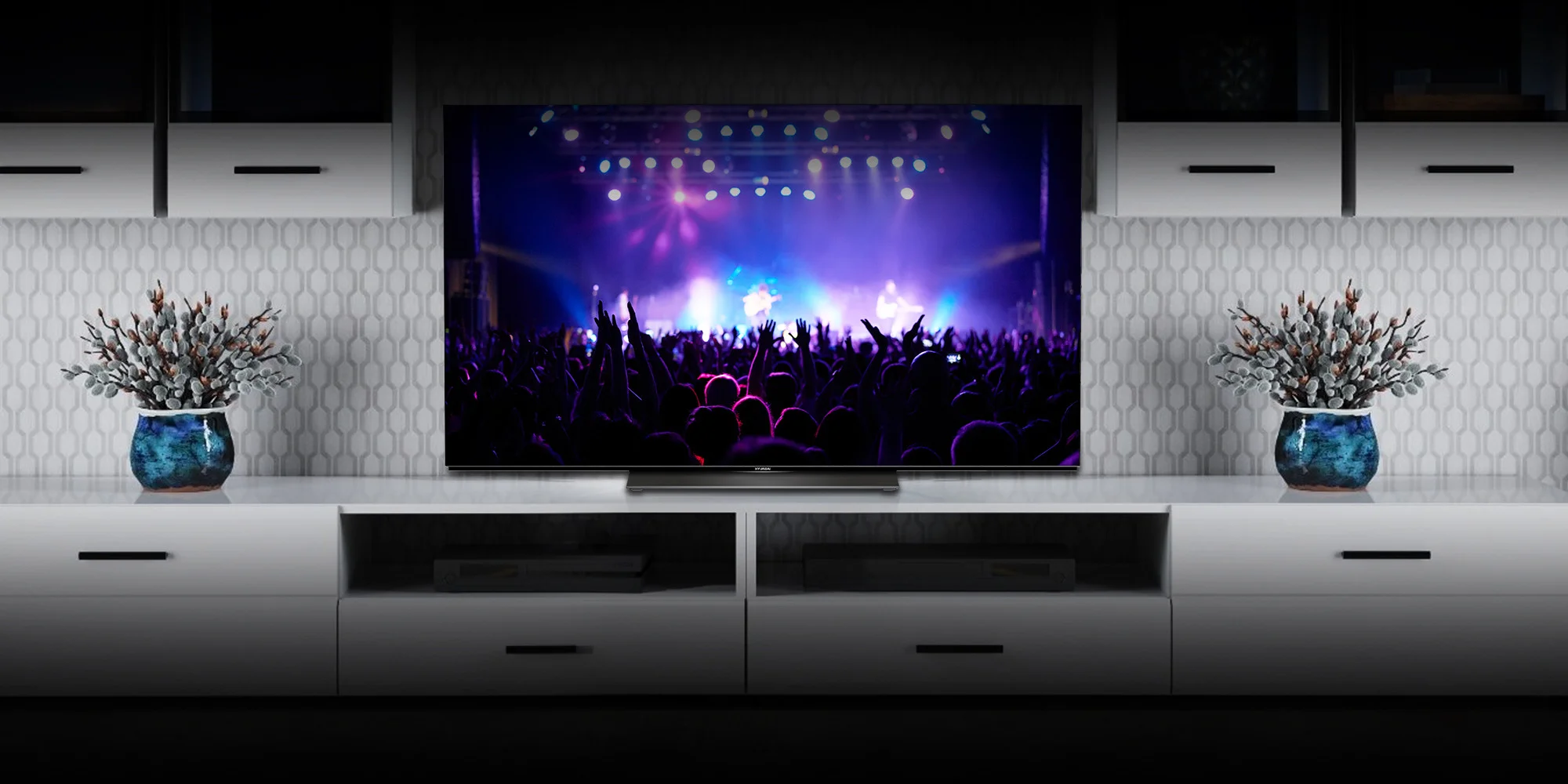 Телевизор OLED Hyundai 55" H-LED55OBU7700 Android TV Frameless черный/черный 4K Ultra HD 120Hz DVB-T DVB-T2 DVB-C DVB-S DVB-S2 USB WiFi Smart TV