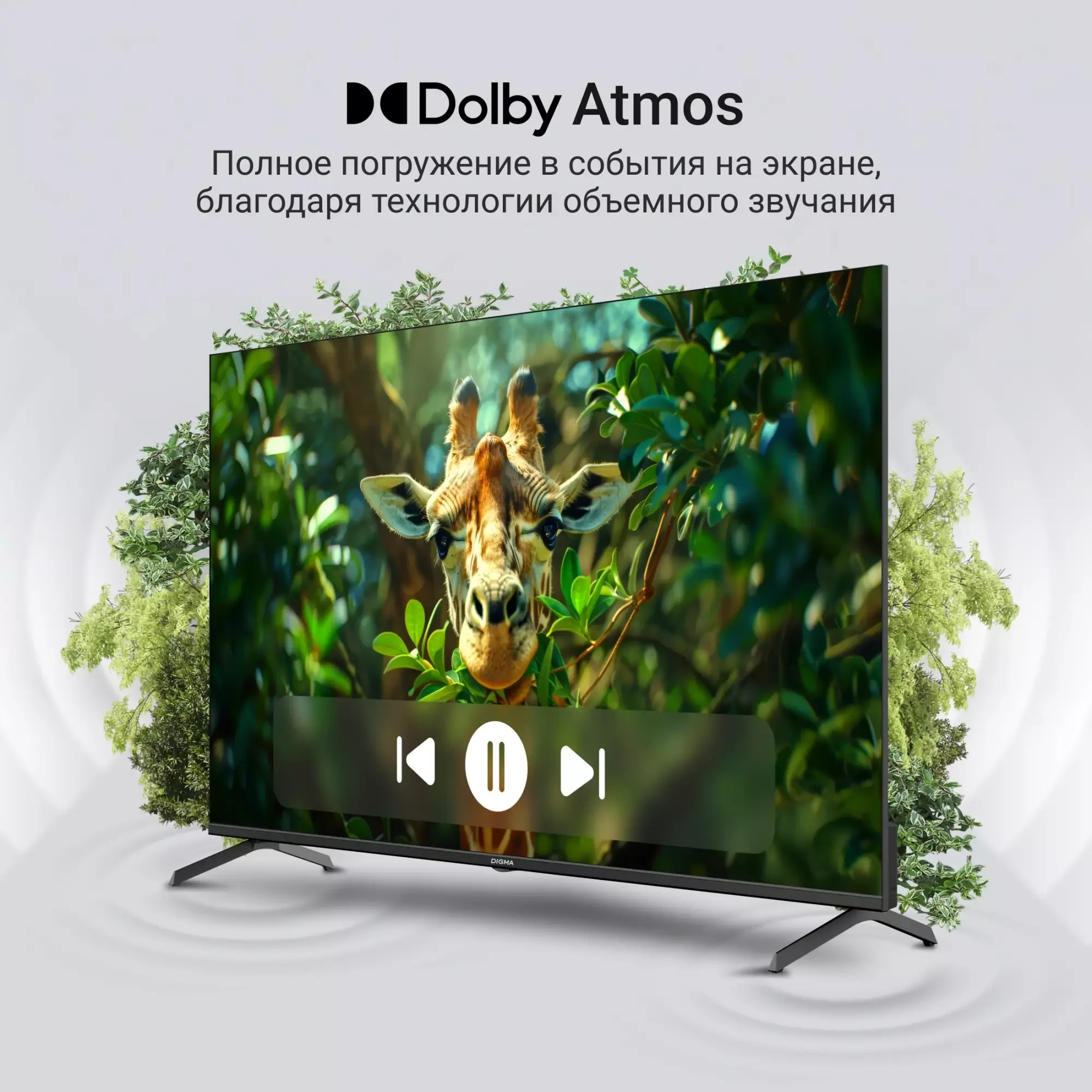 Телевизор QLED Digma 55" DM-LED55UQB31 Google TV Frameless Metal черный/черный 4K Ultra HD 60Hz MEMC DVB-T DVB-T2 DVB-C DVB-S DVB-S2 USB WiFi Smart TV