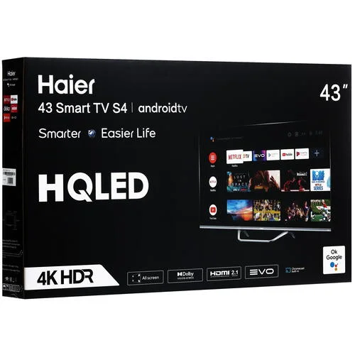 Телевизор QLED Haier 43" Smart TV S4 Frameless серебристый/серебристый 4K Ultra HD 60Hz DVB-T DVB-T2 DVB-C DVB-S DVB-S2 USB WiFi Smart TV (RUS)