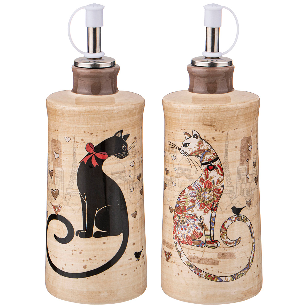 ARTI-M НАБОР ДЛЯ МАСЛА/УКСУСА "ПАРИЖСКИЕ КОТЫ" 2ПР. 6,5*6,5 СМ. ВЫСОТА=14,5 СМ. / 300 МЛ.