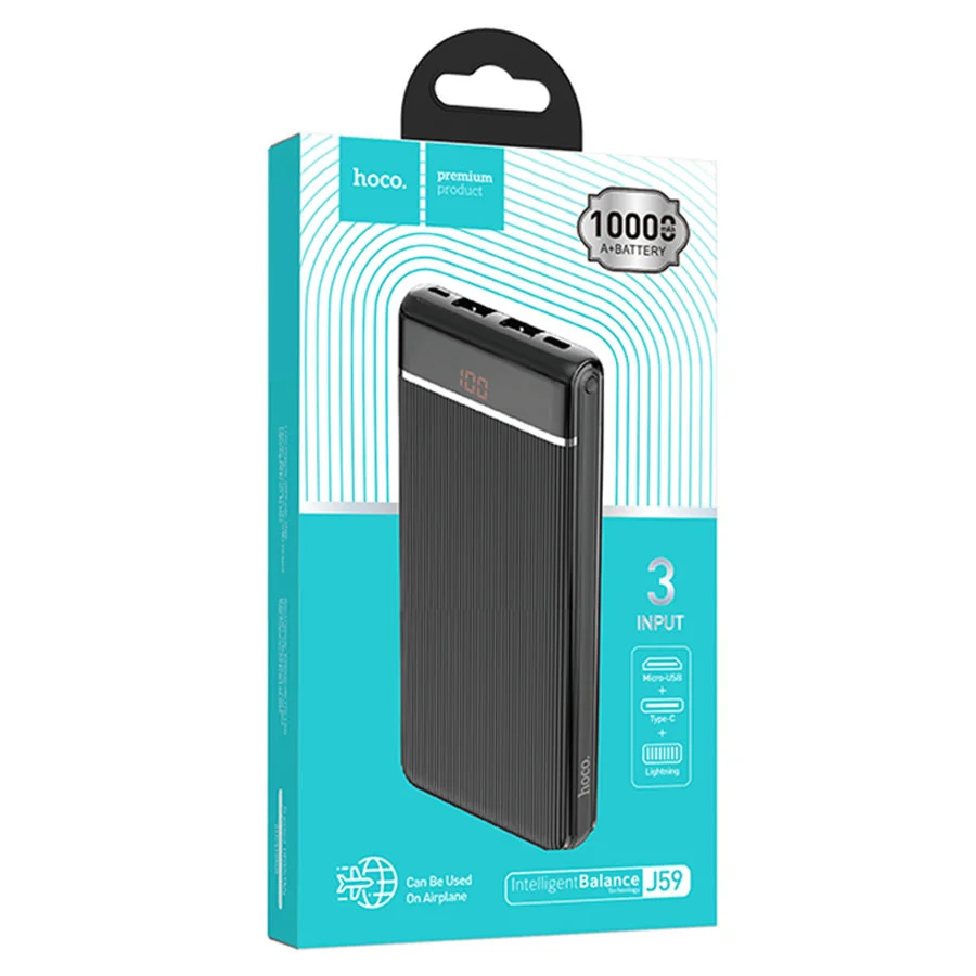 Внешние аккумуляторы (Power Bank) 10000мА HOCO J59 black