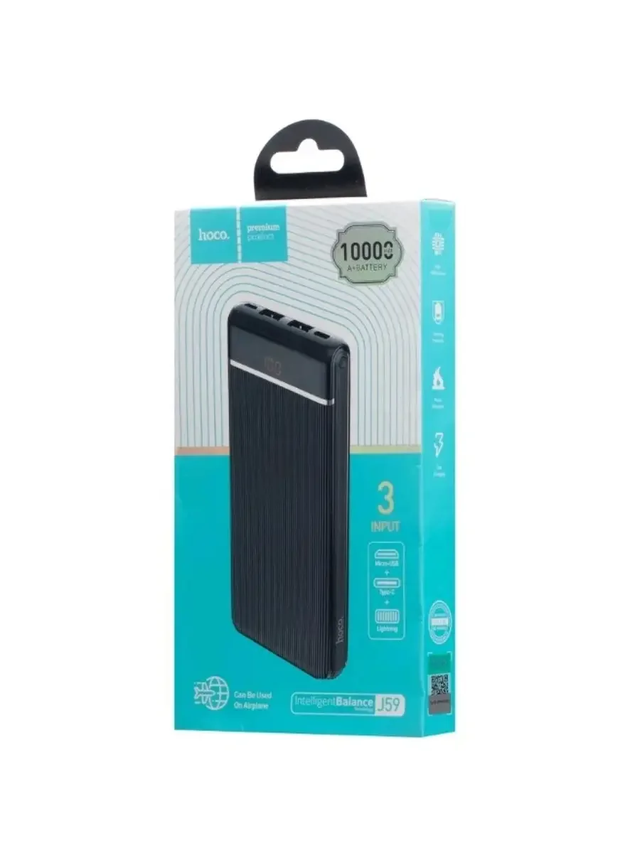 Внешние аккумуляторы (Power Bank) 10000мА HOCO J59 black