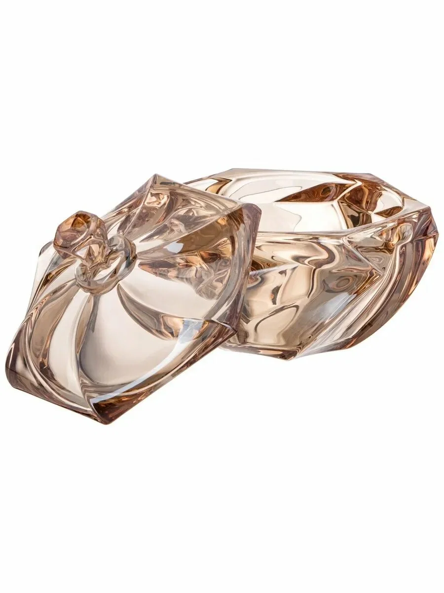 БЛЮДО С КРЫШКОЙ НА НОЖКЕ "BOHEMA" AMBER ДИАМЕТР=17 СМ ВЫСОТА=15,5 СМ