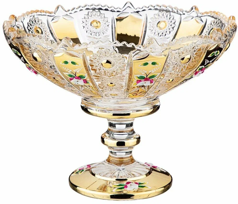 КОНФЕТНИЦА "LEFARD GOLD GLASS" 19,5*19,5 СМ. ВЫСОТА=15 СМ. (КОР=12ШТ.)