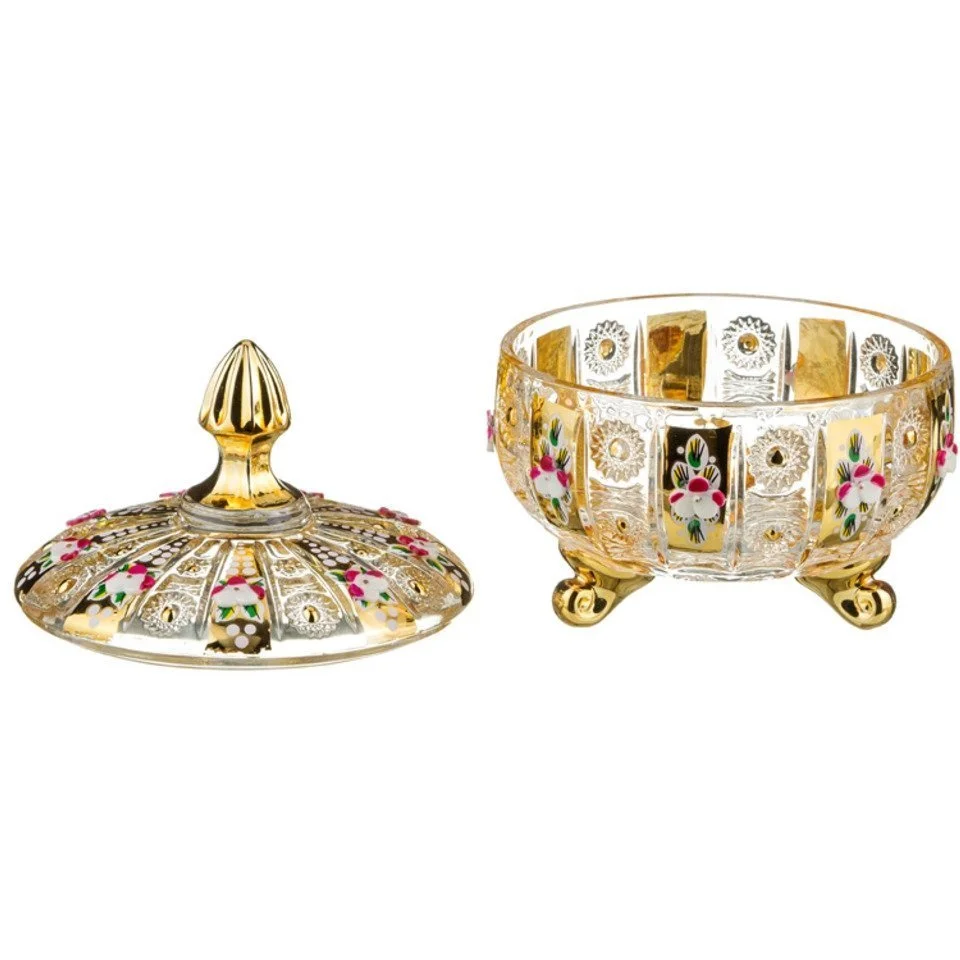 КОНФЕТНИЦА "LEFARD GOLD GLASS" 19,5*19,5 СМ. ВЫСОТА=15 СМ. (КОР=12ШТ.)