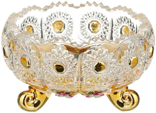КОНФЕТНИЦА "LEFARD GOLD GLASS" ДИАМЕТР=11 СМ. ВЫСОТА=7 СМ. (КОР=36ШТ.)