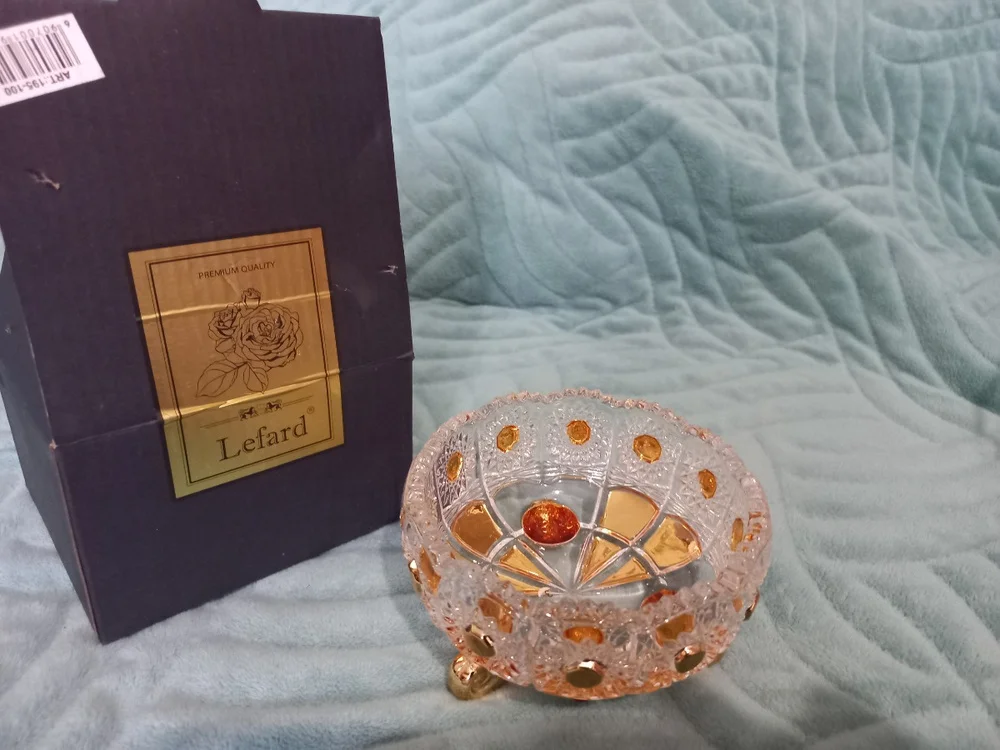 КОНФЕТНИЦА "LEFARD GOLD GLASS" ДИАМЕТР=11 СМ. ВЫСОТА=7 СМ. (КОР=36ШТ.)