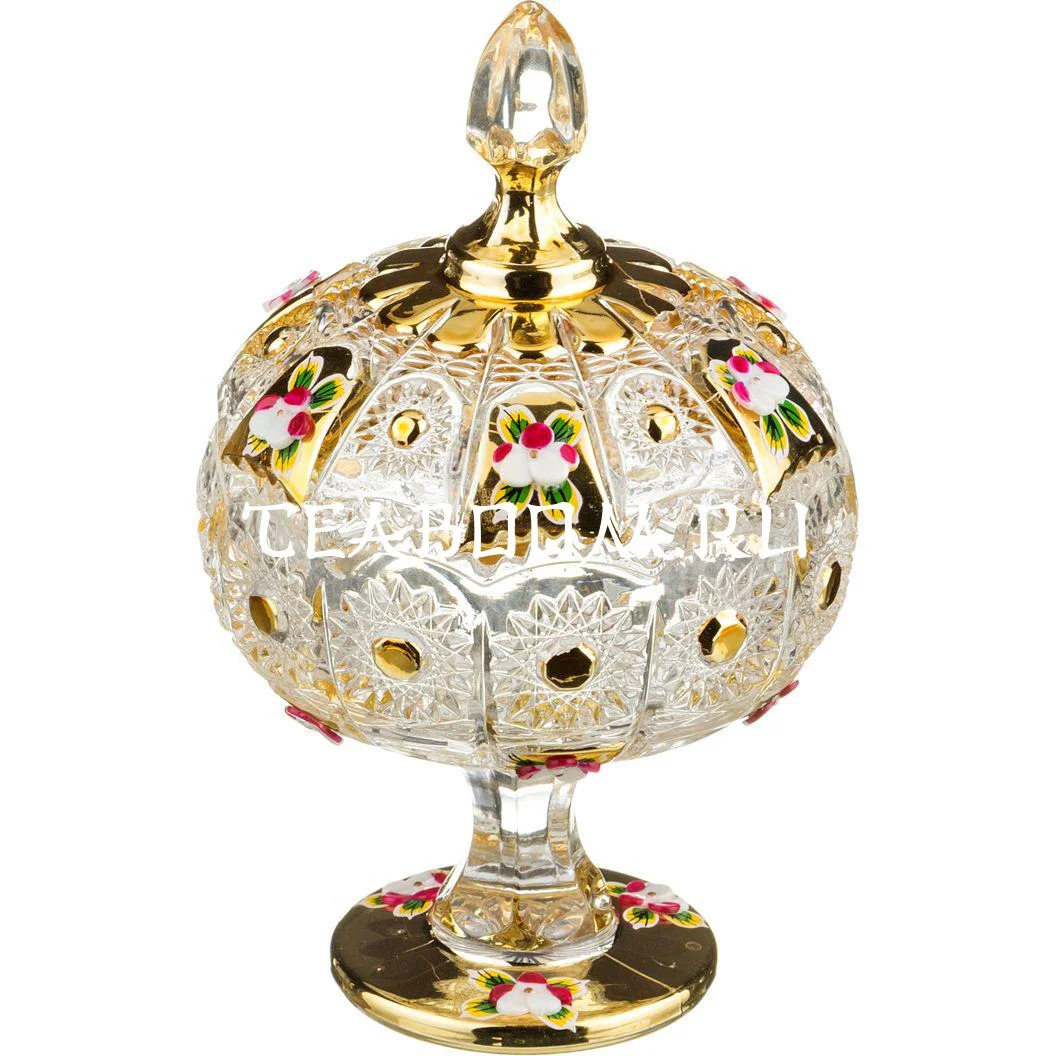 КОНФЕТНИЦА "LEFARD GOLD GLASS" ДИАМЕТР=11 СМ. ВЫСОТА=7 СМ. (КОР=36ШТ.)