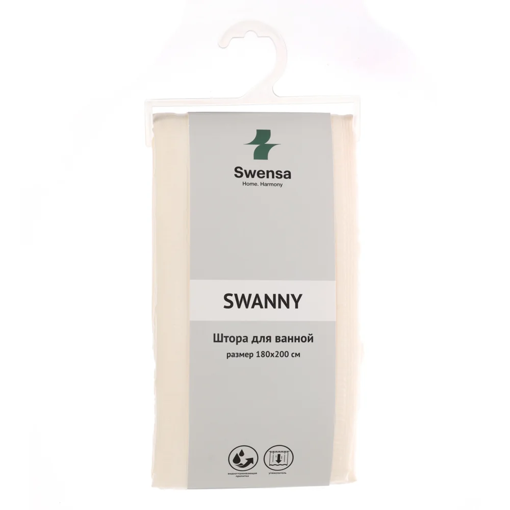 Штора для ванной 180х200см SWANNY, CREAM5, экрю, полиэстер, SWC-80-24-CRM
