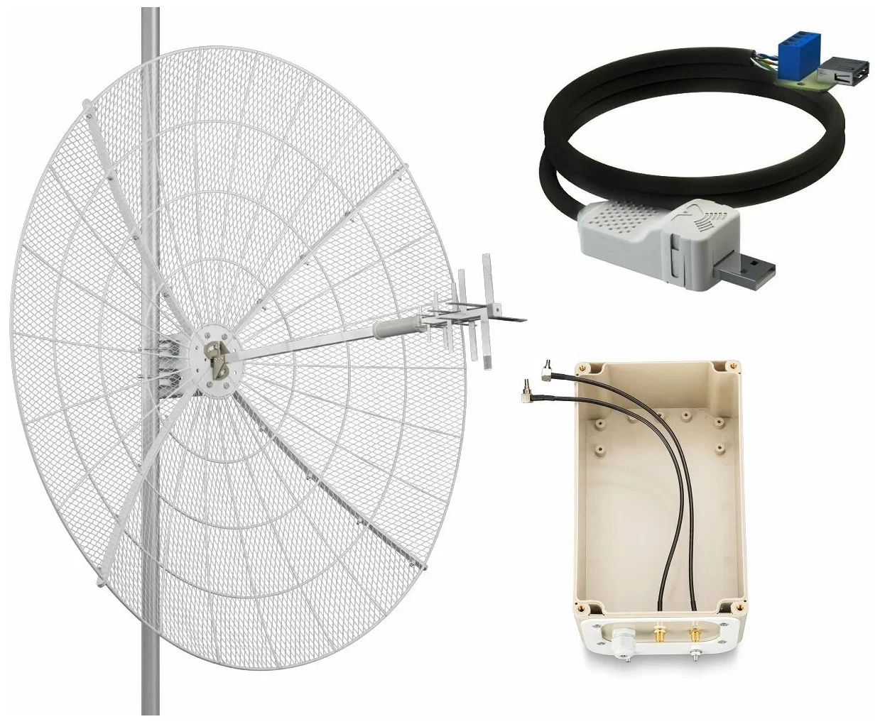 Антенна Крокс KNA27-800/2700P - параболическая MIMO антенна 27 дБ, сборная, F
