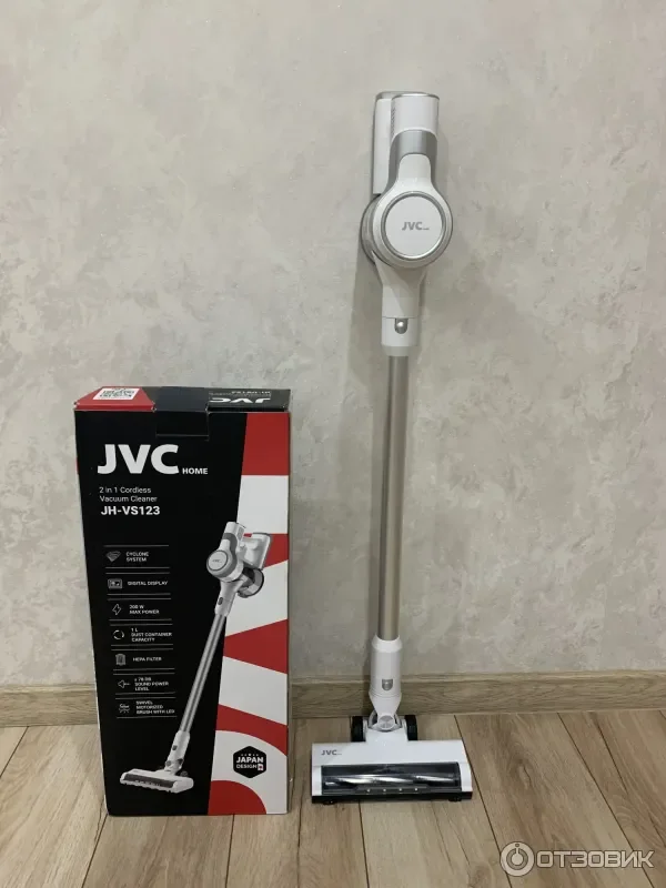 Пылесос вертикальный JVC JH-VS123 аккум 2200мА/ч 200Вт всасыв. 2 уровня мощ. зарядка4,5ч диспл.