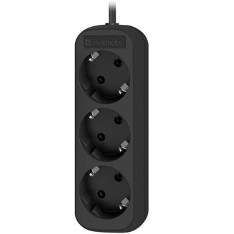 Удлинитель Defender с заземлением M330 3.0 м, 3 розетки, черный