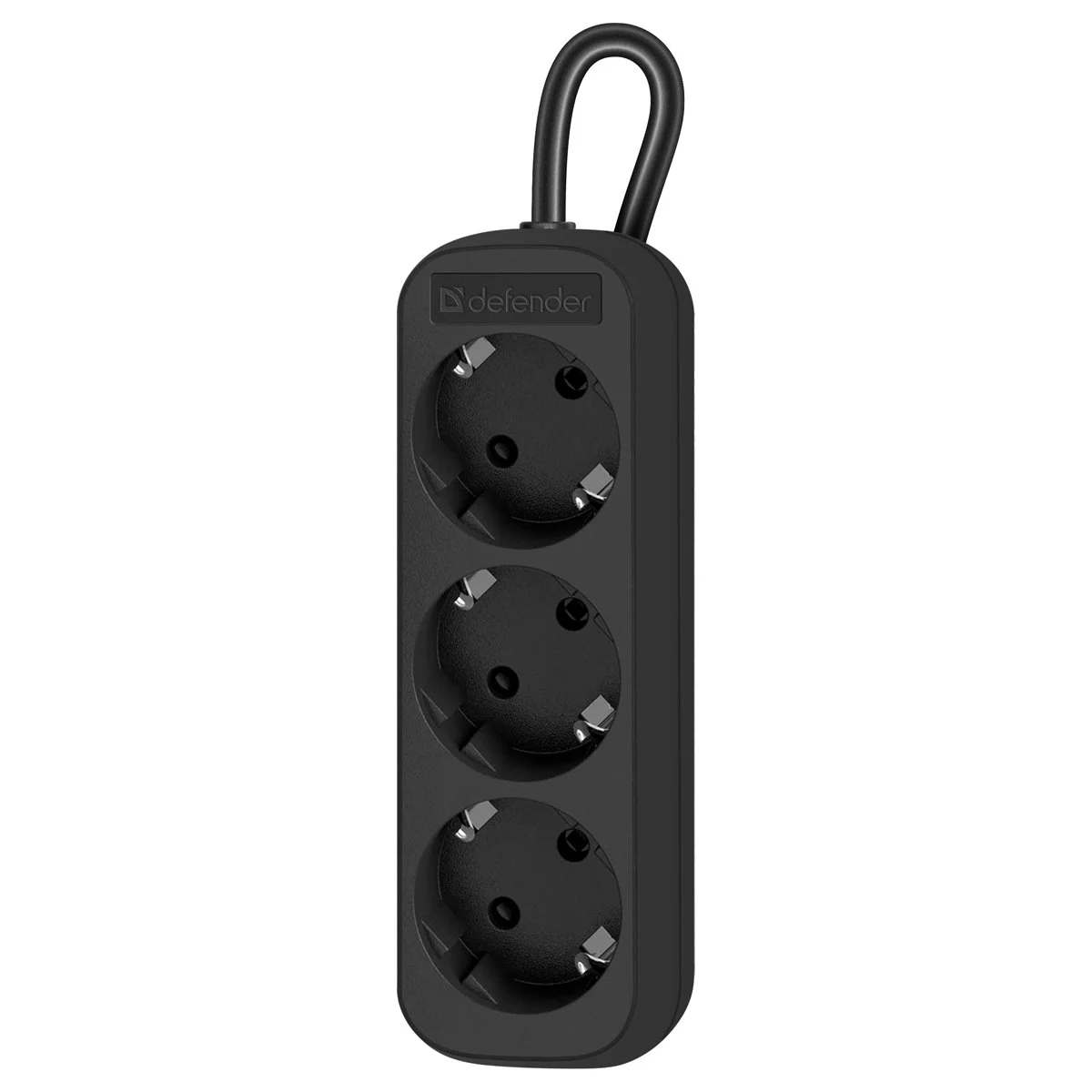 Удлинитель Defender с заземлением M330 3.0 м, 3 розетки, черный