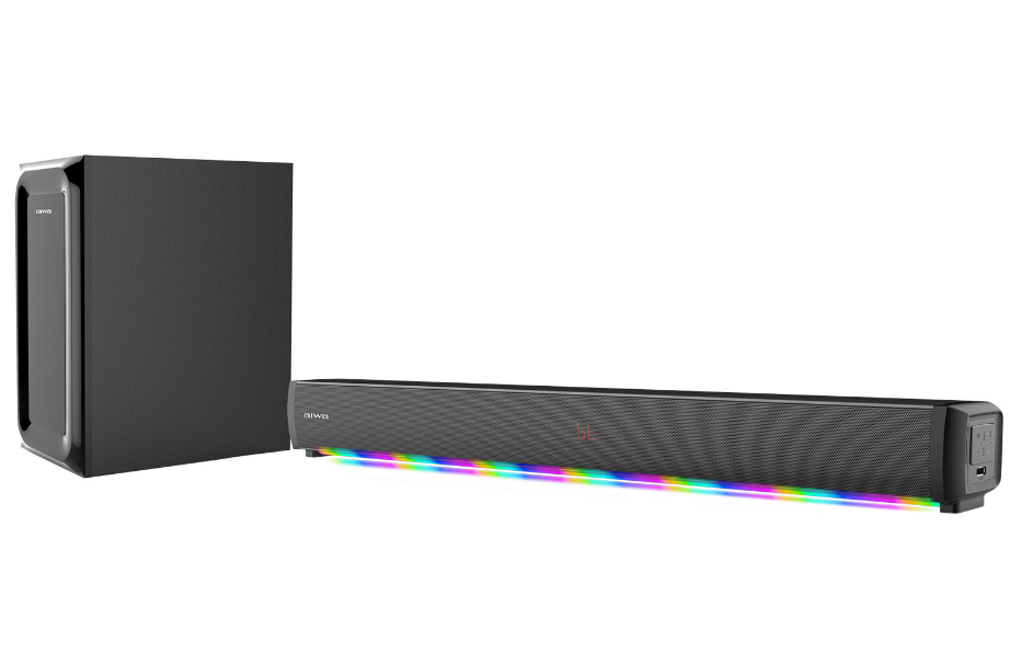 Саундбар AIWA ASB-212 LED 450 Вт RMS, Вт.90 MP3/WMA/FLAC/WAV 6.5" беспроводной