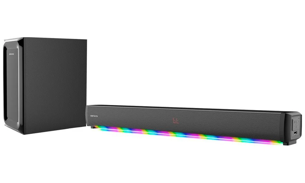 Саундбар AIWA ASB-212 LED 450 Вт RMS, Вт.90 MP3/WMA/FLAC/WAV 6.5" беспроводной