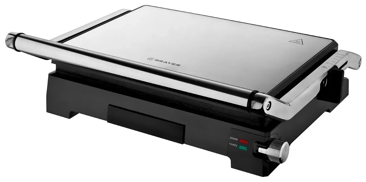 Гриль-пресс BRAYER BR2005 (2000 Вт, антиприг.покр.пласт 34*23,5 см, темп 230 С,рег.выс)