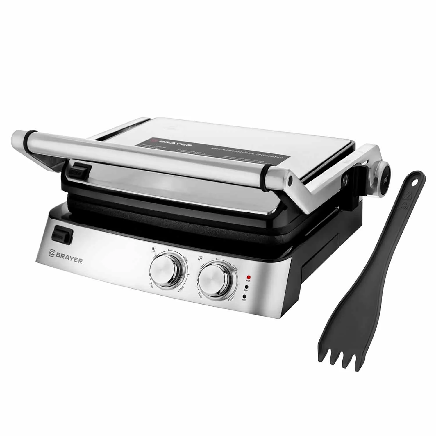 Гриль-пресс BRAYER BR2007 (2000 Вт, съём.пласт 29*23 см, рег.расст,макс.темпер 240 С)
