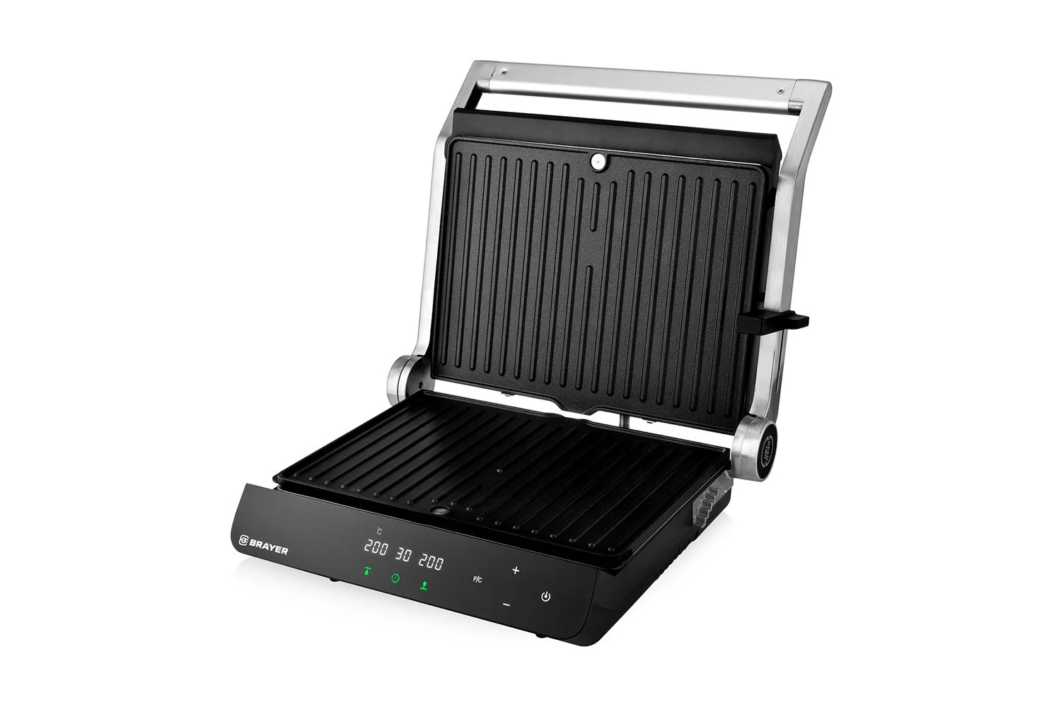 Гриль-пресс BRAYER BR2008 (2000 Вт, LED-дисплей, съем.пласт 24,5*33 см, темп 230)